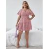 imageFloerns Womens Plus Size Wrap V Neck Short Sleeve Ruffle Hem A Line Short DressA Dusty Pink