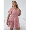 imageFloerns Womens Plus Size Wrap V Neck Short Sleeve Ruffle Hem A Line Short DressA Dusty Pink
