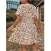 imageFloerns Womens Plus Size Wrap V Neck Short Sleeve Ruffle Hem A Line Short DressApricot Multi