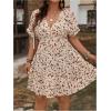 imageFloerns Womens Plus Size Wrap V Neck Short Sleeve Ruffle Hem A Line Short DressApricot Multi