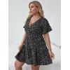 imageFloerns Womens Plus Size Wrap V Neck Short Sleeve Ruffle Hem A Line Short DressBlack
