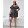 imageFloerns Womens Plus Size Wrap V Neck Short Sleeve Ruffle Hem A Line Short DressBlack