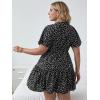 imageFloerns Womens Plus Size Wrap V Neck Short Sleeve Ruffle Hem A Line Short DressBlack