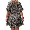 imageFloerns Womens Plus Size Wrap V Neck Short Sleeve Ruffle Hem A Line Short DressBlack Plant