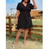imageFloerns Womens Plus Size Wrap V Neck Short Sleeve Ruffle Hem A Line Short DressBlack Red Heart Multi