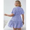 imageFloerns Womens Plus Size Wrap V Neck Short Sleeve Ruffle Hem A Line Short DressBlue
