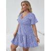 imageFloerns Womens Plus Size Wrap V Neck Short Sleeve Ruffle Hem A Line Short DressBlue