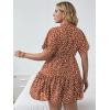 imageFloerns Womens Plus Size Wrap V Neck Short Sleeve Ruffle Hem A Line Short DressBurnt Orange