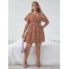 imageFloerns Womens Plus Size Wrap V Neck Short Sleeve Ruffle Hem A Line Short DressBurnt Orange