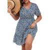 imageFloerns Womens Plus Size Wrap V Neck Short Sleeve Ruffle Hem A Line Short DressDusty Blue