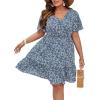 imageFloerns Womens Plus Size Wrap V Neck Short Sleeve Ruffle Hem A Line Short DressDusty Blue
