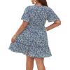 imageFloerns Womens Plus Size Wrap V Neck Short Sleeve Ruffle Hem A Line Short DressDusty Blue