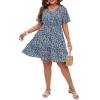 imageFloerns Womens Plus Size Wrap V Neck Short Sleeve Ruffle Hem A Line Short DressDusty Blue