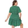 imageFloerns Womens Plus Size Wrap V Neck Short Sleeve Ruffle Hem A Line Short DressGreen Dots