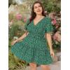 imageFloerns Womens Plus Size Wrap V Neck Short Sleeve Ruffle Hem A Line Short DressGreen Dots