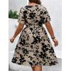imageFloerns Womens Plus Size Wrap V Neck Short Sleeve Ruffle Hem A Line Short DressKhaki