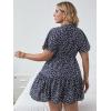 imageFloerns Womens Plus Size Wrap V Neck Short Sleeve Ruffle Hem A Line Short DressNavy Blue