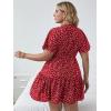 imageFloerns Womens Plus Size Wrap V Neck Short Sleeve Ruffle Hem A Line Short DressRed