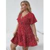 imageFloerns Womens Plus Size Wrap V Neck Short Sleeve Ruffle Hem A Line Short DressRed