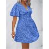 imageFloerns Womens Plus Size Wrap V Neck Short Sleeve Ruffle Hem A Line Short DressRoyal Blue