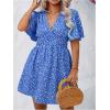 imageFloerns Womens Plus Size Wrap V Neck Short Sleeve Ruffle Hem A Line Short DressRoyal Blue