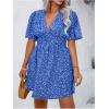 imageFloerns Womens Plus Size Wrap V Neck Short Sleeve Ruffle Hem A Line Short DressRoyal Blue