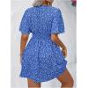 imageFloerns Womens Plus Size Wrap V Neck Short Sleeve Ruffle Hem A Line Short DressRoyal Blue