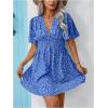 imageFloerns Womens Plus Size Wrap V Neck Short Sleeve Ruffle Hem A Line Short DressRoyal Blue
