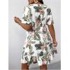imageFloerns Womens Plus Size Wrap V Neck Short Sleeve Ruffle Hem A Line Short DressWhite and Green