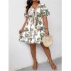 imageFloerns Womens Plus Size Wrap V Neck Short Sleeve Ruffle Hem A Line Short DressWhite and Green