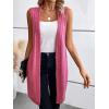 imageFloerns Womens Sleeveless Open Front Thigh Length Cable Knit Vest Cardigan OuterwearPink