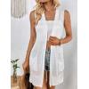 imageFloerns Womens Solid Sleeveless Open Front Vest Cardigan with Pocket Casual Long OuterwearWhite