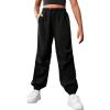 imageFloerns Girls Solid Drawstring Waist Athletic Running Jogger PantsBlack