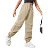 imageFloerns Girls Solid Drawstring Waist Athletic Running Jogger PantsKhaki