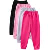 imageFloerns Toddler Girls 4 Pcs Sweatpants Elastic Waist Athletic Jogger PantsBlack Multi