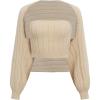 imageFloerns Womens Dolman Long Sleeve Shrug Cardigan Sweater and Crop Tube TopKhaki