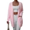 imageFloerns Womens Dual Pocket Long Sleeve Drop Shoulder Open Front Cardigan SweaterLight Pink