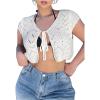 imageFloerns Womens Plus Size Short Sleeve Sweater Tie Front V Neck Cropped CardiganApricot