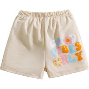 imageFloerns Girls Casual Floral Graphic Print Elastic Waist Straight Leg Track ShortsKhaki