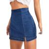 imageFloerns Womens Casual Split Hem High Waist Denim Skorts Skirt ShortsA Blue