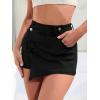 imageFloerns Womens Casual Split Hem High Waist Denim Skorts Skirt ShortsBlack Irregular