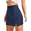 imageFloerns Womens Casual Split Hem High Waist Denim Skorts Skirt ShortsBlue Depths