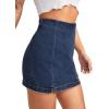 imageFloerns Womens Casual Split Hem High Waist Denim Skorts Skirt ShortsBlue Depths