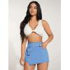 imageFloerns Womens Casual Split Hem High Waist Denim Skorts Skirt ShortsBlue Irregular