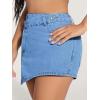imageFloerns Womens Casual Split Hem High Waist Denim Skorts Skirt ShortsBlue Irregular
