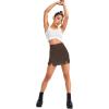 imageFloerns Womens Casual Split Hem High Waist Denim Skorts Skirt ShortsBrown