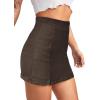 imageFloerns Womens Casual Split Hem High Waist Denim Skorts Skirt ShortsBrown