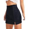 imageFloerns Womens Casual Split Hem High Waist Denim Skorts Skirt ShortsDark Grey