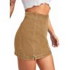 imageFloerns Womens Casual Split Hem High Waist Denim Skorts Skirt ShortsKhaki