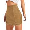 imageFloerns Womens Casual Split Hem High Waist Denim Skorts Skirt ShortsKhaki